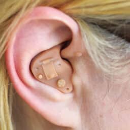 Close up of an ITE hearing aid