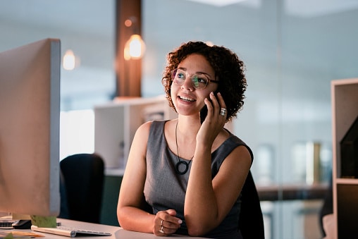 Woman talking on her phone.